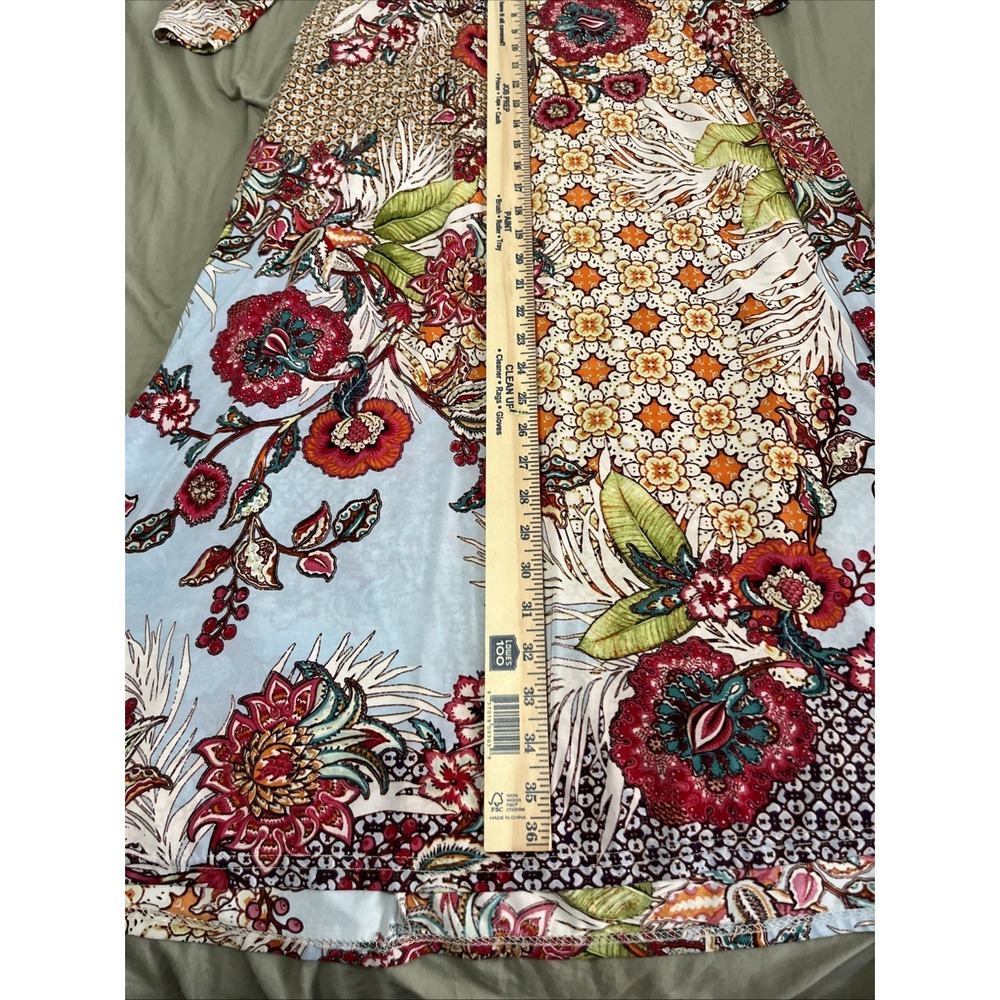 Mile Gabrielle Floral WrapMaxi Dress Yellow Purple Green Boho Women's Small - Picture 7 of 8